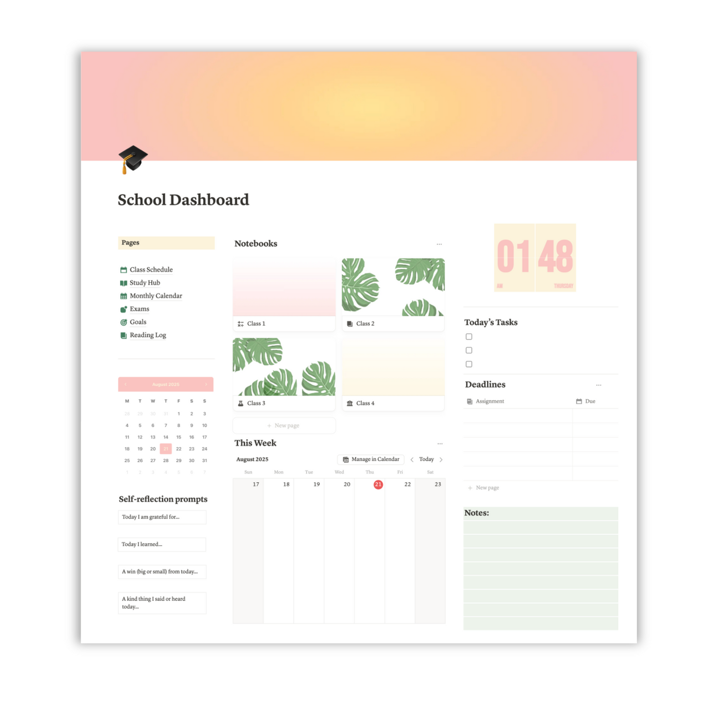 Ultimate Student Notion Template - Sunrise